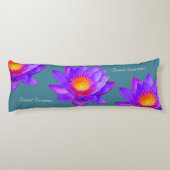 Coussins Longs Sweet Dreams Lotus Flowers sur Bluish Turquoise (Dos)