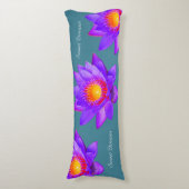 Coussins Longs Sweet Dreams Lotus Flowers sur Bluish Turquoise (Devant (Vertical))