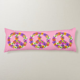 Coussins Longs SYMBOLE DE LA PAIX Floral en rose clair