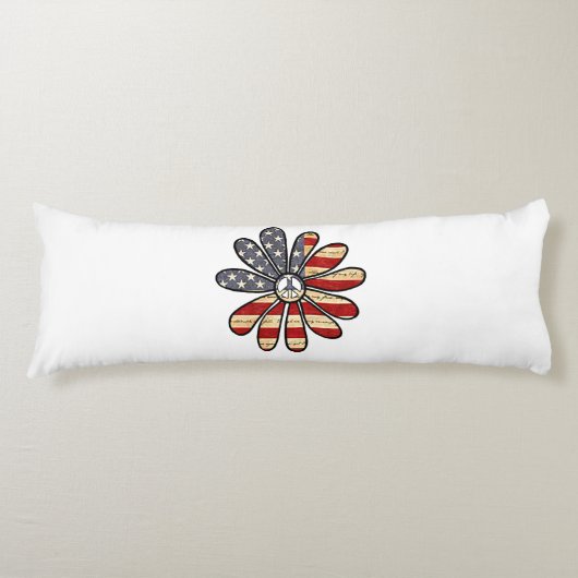 Coussins Longs SYMBOLE DE PAIX HAUTE Fleur SIGNE Drapeau américai (Devant)