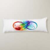 Coussins Longs Symbole d'infini avec plume arc-en-ciel (Dos)