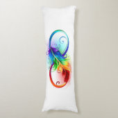 Coussins Longs Symbole d'infini avec plume arc-en-ciel (Devant (Vertical))