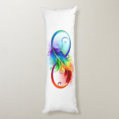 Coussins Longs Symbole d'infini avec plume arc-en-ciel (Dos (Vertical))