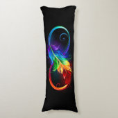 Coussins Longs Symbole d'infini avec plume arc-en-ciel (Devant (Vertical))