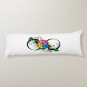 Coussins Longs Symbole d'infini avec rose arc-en-ciel (Dos)
