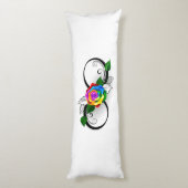 Coussins Longs Symbole d'infini avec rose arc-en-ciel (Dos (Vertical))