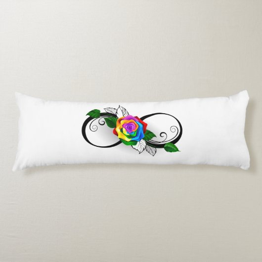 Coussins Longs Symbole d'infini avec rose arc-en-ciel (Devant)