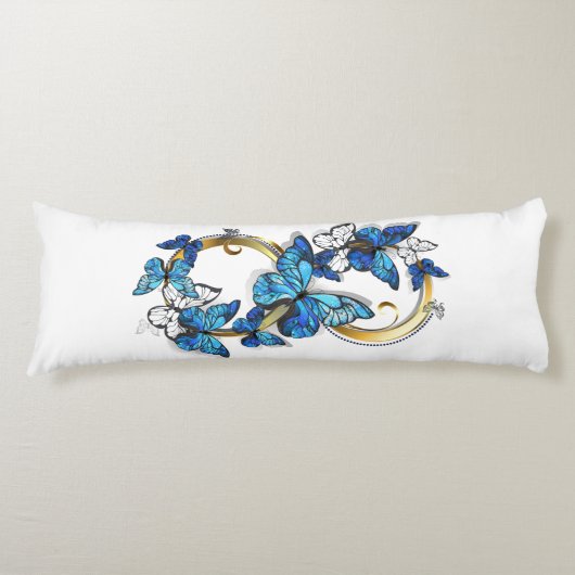 Coussins Longs Symbole infini de papillons Morpho bleus (Devant)