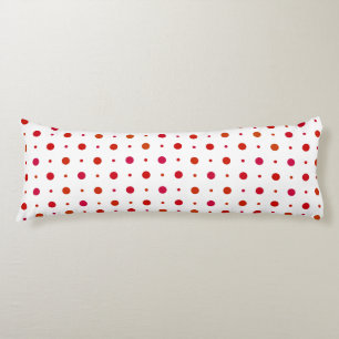 Coussins Longs Taches pois rouge cerise sur fond blanc