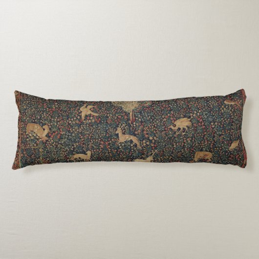 Coussins Longs Tapisserie allegorique Millefleurs avec animaux (Devant)