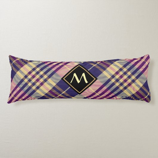 Coussins Longs Tartan mauve, or et bleu (Devant)