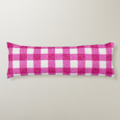 Coussins Longs Tartan Pailleté Rose Élégant sur Fond Blanc (Devant)