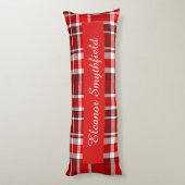Coussins Longs Tartan rouge blanc plaid personnalisé (Dos (Vertical))