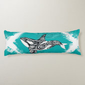 Coussins Longs Teal balayé par orque tribale (Dos)