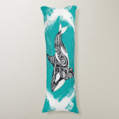 Coussins Longs Teal balayé par orque tribale (Devant (Vertical))