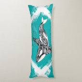 Coussins Longs Teal balayé par orque tribale (Dos (Vertical))