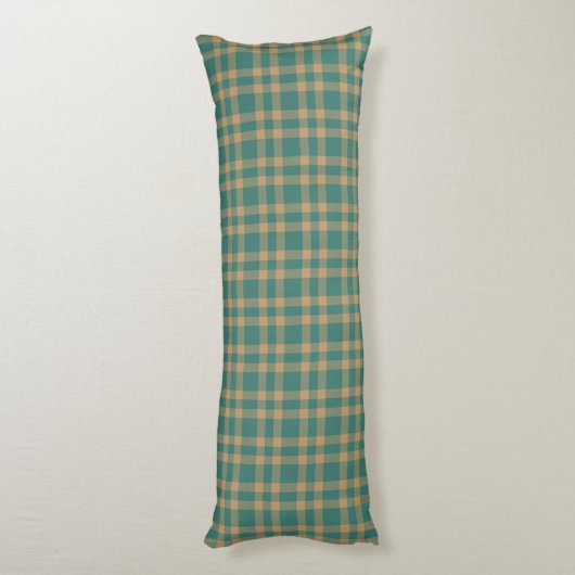 Coussins Longs Teal Brown Plaid Pattern (Dos (Vertical))