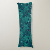 Coussins Longs Teal Pine Branches With White Snowflakes (Devant (Vertical))