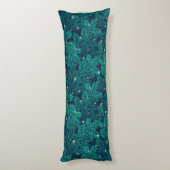 Coussins Longs Teal Pine Branches With White Snowflakes (Dos (Vertical))