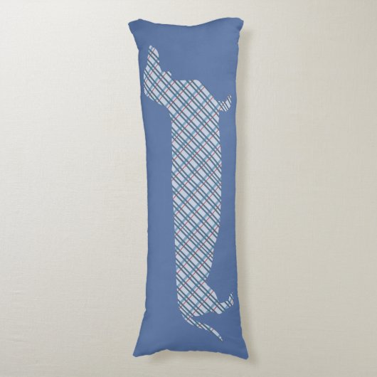 Coussins Longs Teckel de plaid sur le bleu (Devant (Vertical))