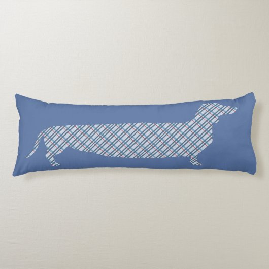 Coussins Longs Teckel de plaid sur le bleu (Devant)