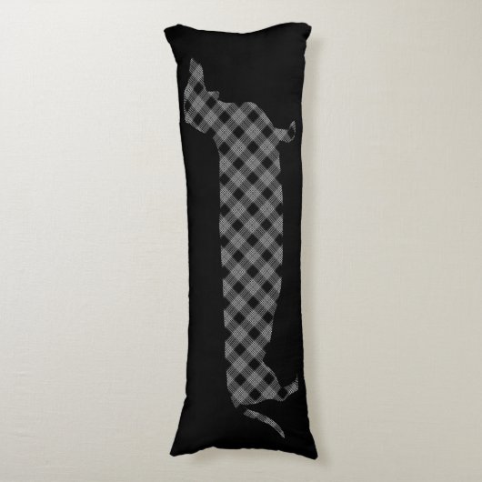 Coussins Longs Teckel de plaid sur le noir (Devant (Vertical))