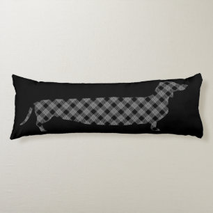Coussins Longs Teckel de plaid sur le noir