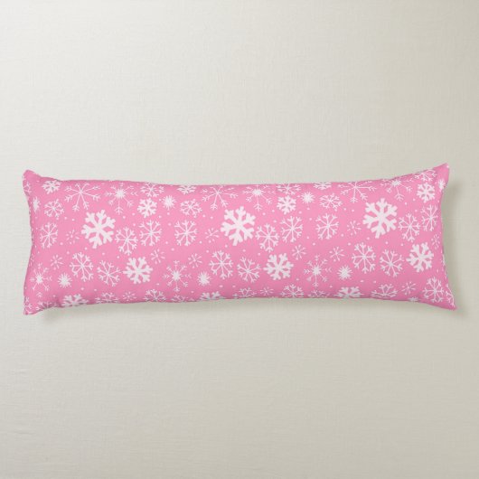 Coussins Longs Tempête de flocons de neige en rose pastel (Dos)