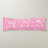 Coussins Longs Tempête de flocons de neige en rose pastel (Devant)