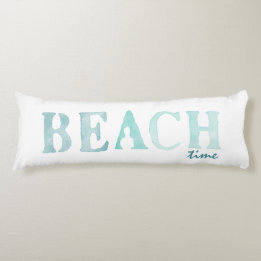 Coussins Longs temps de la PLAGE aquarelle sarcelle Double face