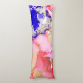 Coussins Longs Tendance Abstrait Fluid Art Or violet rose (Dos (Vertical))