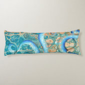 Coussins Longs Tentacles bleus Octopus Kraken Encre Turquoise Abs (Dos)