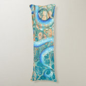 Coussins Longs Tentacles bleus Octopus Kraken Encre Turquoise Abs (Devant (Vertical))