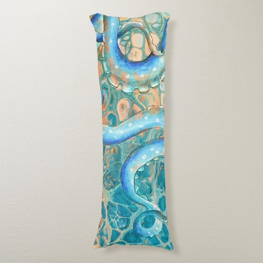 Coussins Longs Tentacles bleus Octopus Kraken Encre Turquoise Abs (Devant (Vertical))