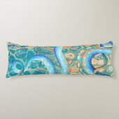 Coussins Longs Tentacles bleus Octopus Kraken Encre Turquoise Abs (Devant)