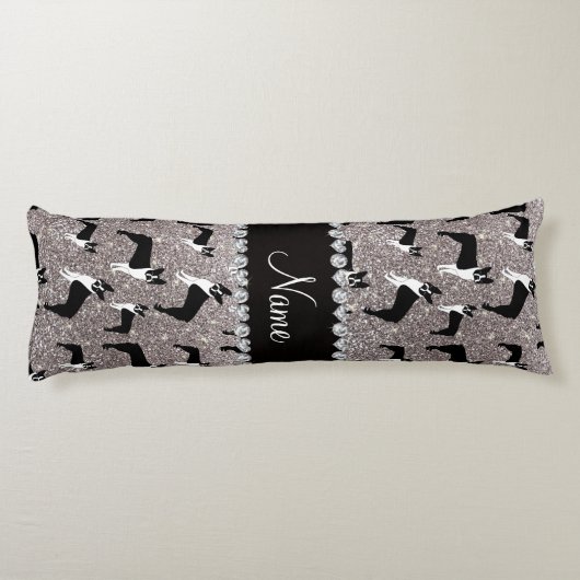 Coussins Longs Terrier argenté nommé fait sur commande de Boston (Dos)