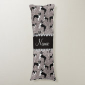 Coussins Longs Terrier argenté nommé fait sur commande de Boston (Devant (Vertical))