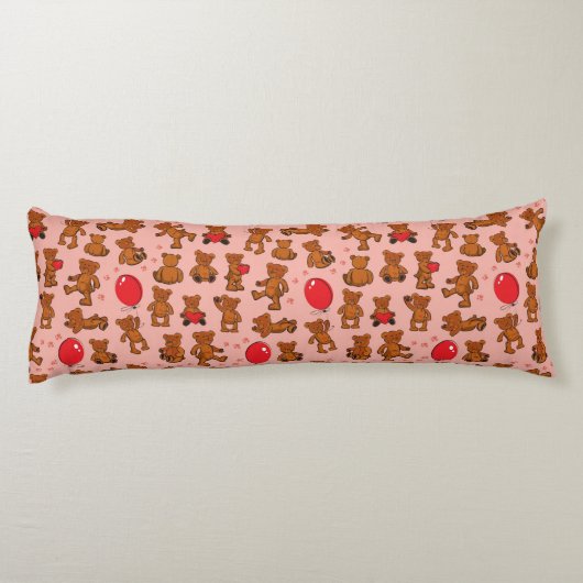 Coussins Longs Texture avec le nounours, coeurs (Dos)