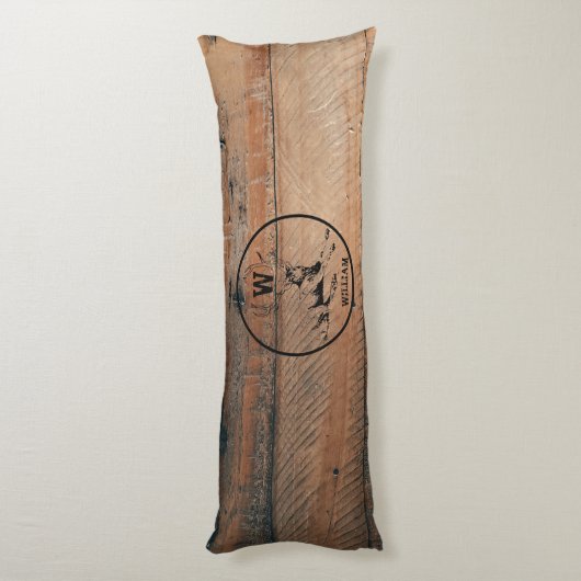 Coussins Longs Texture en bois rustique et monogramme de cerfs su (Dos (Vertical))