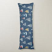 Coussins Longs Thème nautique, Bateaux à voile sur Bleu (Dos (Vertical))