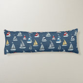 Coussins Longs Thème nautique, Bateaux à voile sur Bleu (Dos)