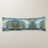 Coussins Longs Thibaut Asiatique Pittoresque bleu et vert Décor (Dos)