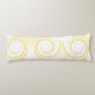 Coussins Longs Tiedye funky rétro tourbillon jaune blanc