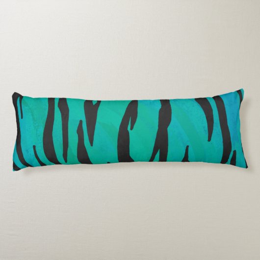 Coussins Longs Tiger noir et Turquoise (Dos)