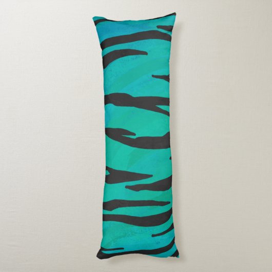Coussins Longs Tiger noir et Turquoise (Dos (Vertical))