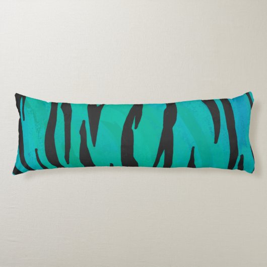 Coussins Longs Tiger noir et Turquoise (Devant)
