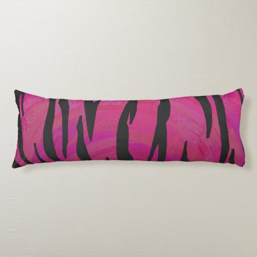 Coussins Longs Tiger rose chaud et noir (Devant)
