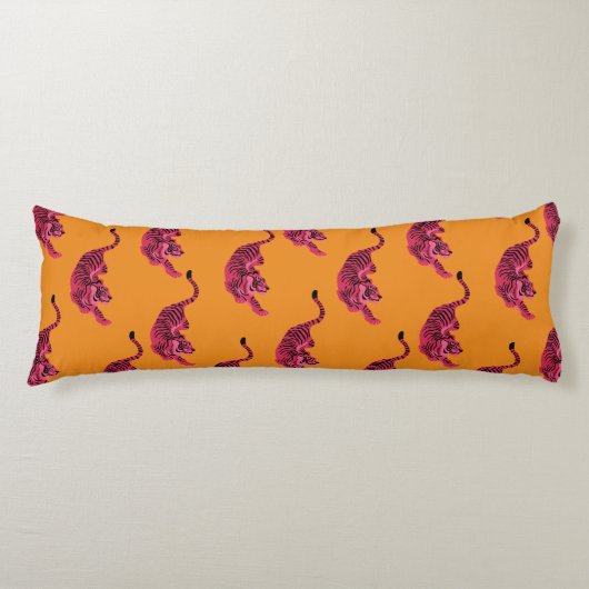 Coussins Longs Tigre - Rose Vibrant (Devant)