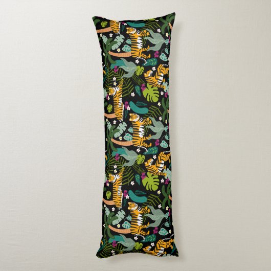 Coussins Longs Tigre tropical Forêt botanique Noire Jungle Safari (Dos (Vertical))