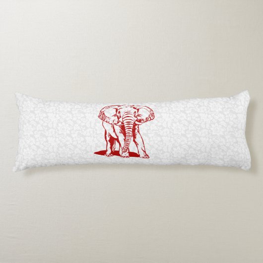 Coussins Longs Tirage de trait d'éléphant rouge sombre (Devant)